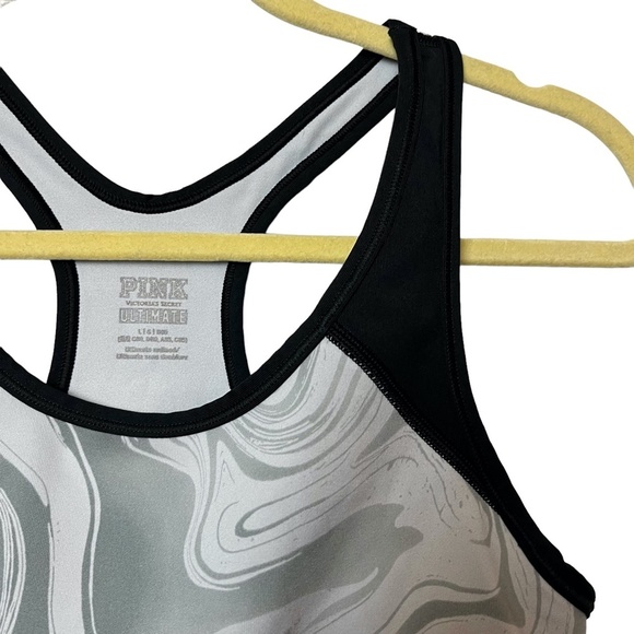 VICTORIA'S SECRET PINK Ultimate Gray Black Racerback Wireless Sports Bra Gym  L - Picture 2 of 16